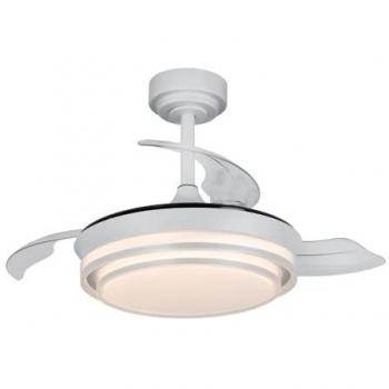 Ventilador de techo LED aspas retráctiles Lander Mini 46W 5520 Lm CCT con Mando para estancias pequeñas
