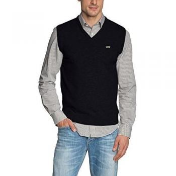 Lacoste - Jersey de sin mangas con cuello pico para hombre, color azul marino 166, talla xl