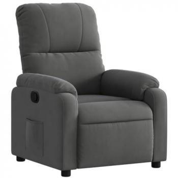 Sillón Reclinable de Tela de Microfibra Gris Oscuro con Reposabrazos y Respaldo Ajustable para Descanso Relax en Salón