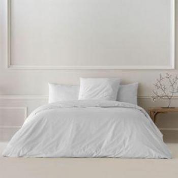 Funda Nórdica de Algodón Blanco Lisa con Cierre de Botones 140x200 cm
