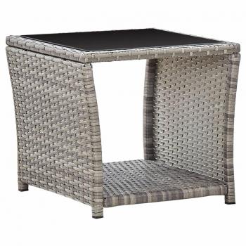 Poly Rattan Coffee Table with Glass Top