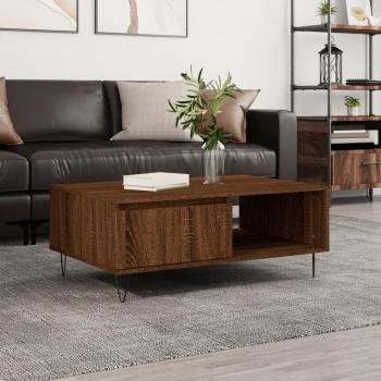 Mesa de centro de madera multicapa de roble marrón 90x60x35 cm