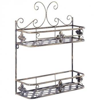 Estantería de Pared para Baño Vintage de Metal Negro con 2 Niveles Marayes