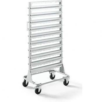 Estantería rodante Kaiserkraft 1588 mm para 120 cajas de almacenamiento, color gris claro