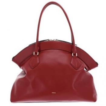 Furla Erica XL Leather Tote Bag in Brick Red