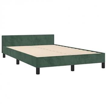 Estructura de cama con cabecero de terciopelo verde oscuro 120x190 cm