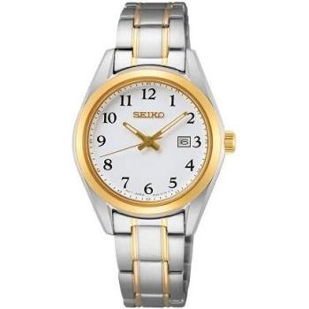 Reloj Seiko Clásico Bicolor con Cristal de Zafiro para Mujer - 30mm, Acero Inoxidable, Resistente al Agua 10ATM