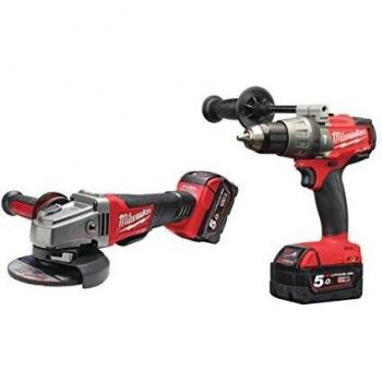 Kit M18SET2N-504X Milwaukee taladro AVV 18 V Fuel + amoladora de 115 mm Fuel + 2 maletines + 2 cargadores y 4 baterías de 5,0 Ah