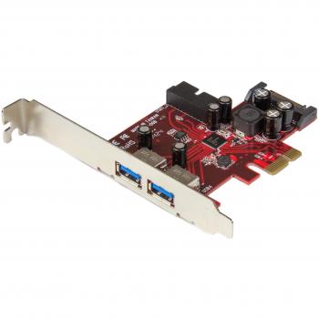 StarTech.com PEXUSB3S2EI - Adaptador Tarjeta PCI Express, 2 Puertos USB 3.0 externos, 1 internos con alimentación SATA, Negro