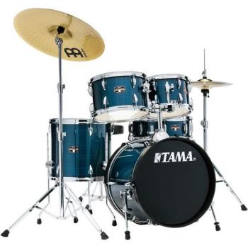 Tama Imperialstar 5-Piece Complete Drum Kit with Meinl HCS Cymbals, 18 Bass Drum, Hairline Blue Finish