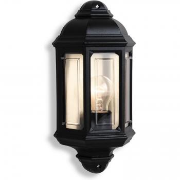 Aplique de pared exterior negro IP44 E27 Firstlight Villa