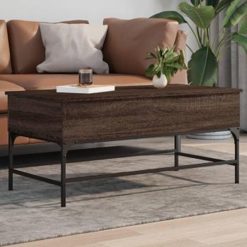 Mesa de centro de madera ingeniería y metal 100x50x45 cm en colores Negro, Roble Sonoma y Roble ahumado - Mesita de Salón o Comedor o Auxiliar