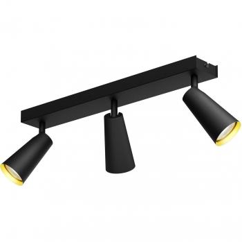 Lámpara de techo Lucande Angelina oro-negro 3 luces GU10 metal e.o. para dormitorio