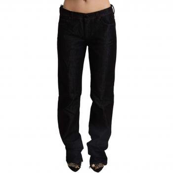 Ermanno Scervino Black Low Waist Cotton Denim Straight Jeans - W31, Loose-fit Jeans, female, Size: W31