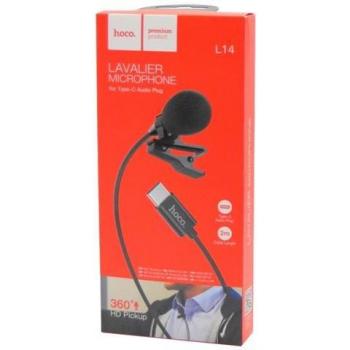 Micrófono de Solapa HOCO L14 USB-C Alta Calidad con Clip Color Negro