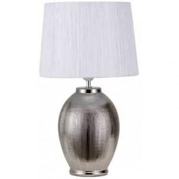 FABRILAMP Sobremesa cerámica Saima E27 Plata Brillo Blanca