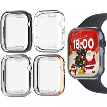 Jvchengxi [4 Piezas Funda para Apple Watch Series 7 45mm Protector de Pantalla, Cobertura Total TPU Carcasa Protectora Antiarañazos Estuche para iWatch 7 45mm