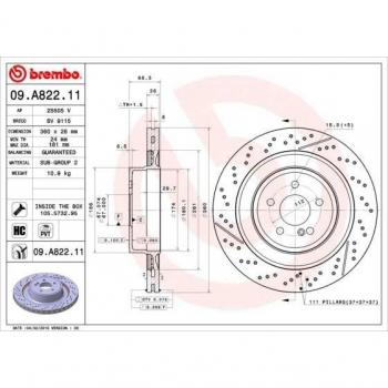 Disco de Freno Brembo Barnizado para Eje Trasero 09.A822.11