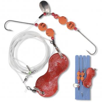 Zebco Flatty Teaser Rig 3 - Sin Plomo - 1,00 m - 60 g - Rojo / Negro