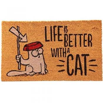 Simon'S Cat - Felpudo, diseño con Texto Life is Better with a Cat