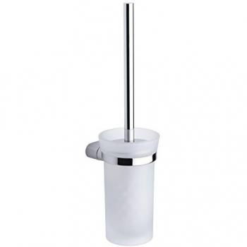 Porta Escobino de Pared Mida en Latón Brillante y Vidrio Satinado, Altura 39 cm