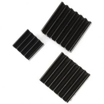 COM-FOUR - Set de 3 pasivo aluminio disipadores de calor Edición negro en diferentes tamaños para Raspberry Pi modelos A + B para pegar en