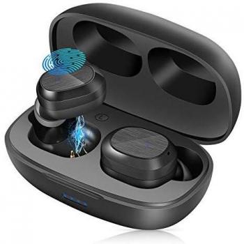 Auriculares Inalámbricos Bluetooth 5.1, BassPal Auriculares Wireless Impermeables IPX7 con Deep Bass, Un Paso Emparejamiento, Mini Portátil Caja de Carga, In-Ear Sport Cascos para iOS y Android