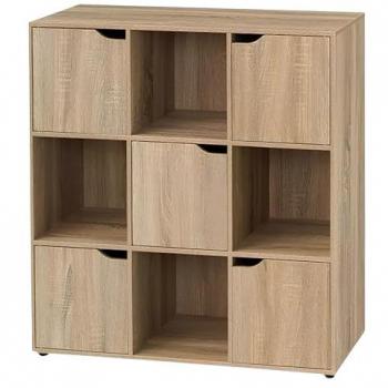 Estantería Cubo Moderna de 5 Puertas y 4 Huecos, 90x29xH90 cm, Mueble de Almacenamiento para Salón y Oficina