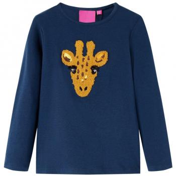Camiseta Infantil de Manga Larga Azul Marino Talla 116