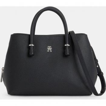 Tommy Hilfiger - Bolso de hombro negro con logotipo metalizado para mujer