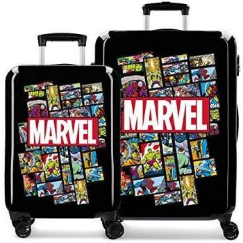 Marvel Los Vengadores Comic Juego de Maletas Negro 55/68 cms Rígida ABS Cierre combinación 104L 4 Ruedas Dobles Equipaje de Mano
