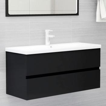 Gabinete de lavabo en madera de múltiples capas con acabado negro integrado