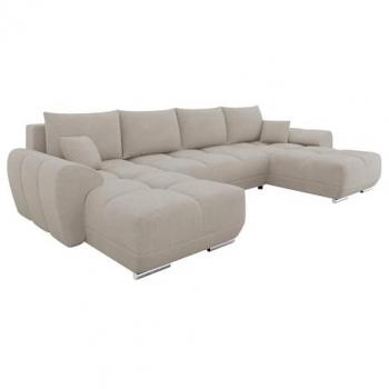 Sofá rinconero multifuncional con función de descanso y caja de ropa de cama, 362x183x85cm, color marrón claro