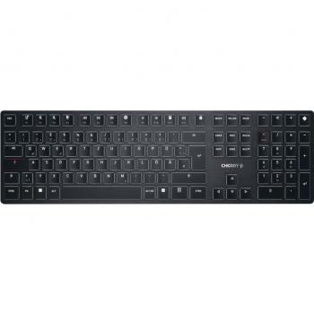 Teclado Mecánico Ultraplano CHERRY KW X ULP, Inalámbrico, Multidispositivo, Recargable, Distribución Alemana (QWERTZ), Negro