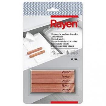 Rayen | Bloque de madera de cedro | Bloques anti-polillas | 100% natura | Elimina el moho y el olor | Dimensiones: 10 x 1 x 1cm | Pack de 20 unidades