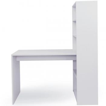 COMIFORT Escritorio Blanco con Estantería - Mesa Escritorio con Librería, Escritorio con Estante Moderno y Minimalista, 4 Baldas Espaciosas de Gran Capacidad, Mesa Escritorio Juvenil o Despacho
