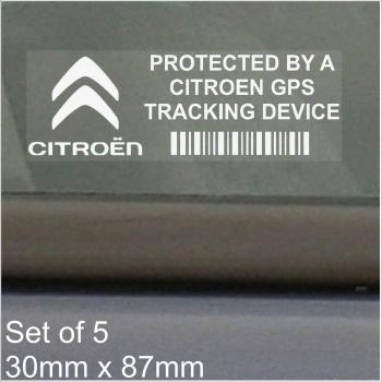 5 x CITROEN GPS rastreador 87 x 30 seguridad ventana calcomanías mm-Picasso, Berlingo, Cactus, C4, C3, D5, coche, furgoneta paginacion Tracker
