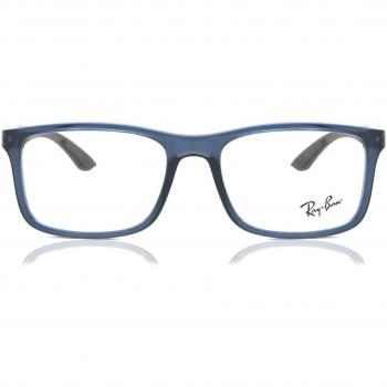 Ray-Ban Gafas Graduadas RX 8908 5719 - Montura de acetato, forma rectangular, color negro, lentes graduados personalizables, diseño clásico y elegante