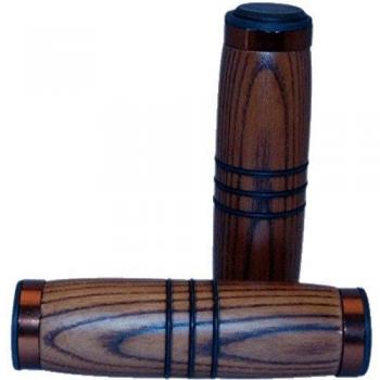 COPPIA MANOPOLE UNIVERSALI MOTO SCOOTER REVIVAL LEGNO VINTAGE WOODEN GRIPS vespa
