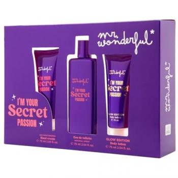 Estuche de Regalo Mr. Wonderful Soy Tu Pasión Secreta - Eau de Toilette 75ml, Crema de Cuerpo 75ml y Crema de Manos 75ml