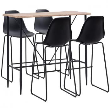 Conjunto de barra de plástico negro de 5 piezas - Día y Noche Juego de mesa alta y taburetes