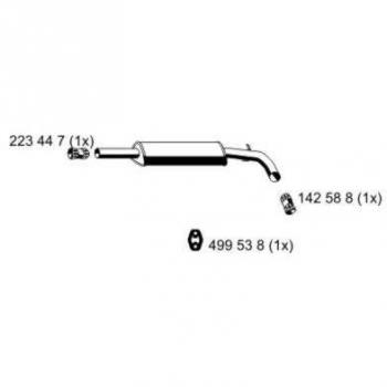 Silenciador Intermedio ERNST 112222 para Volkswagen Lupo - Longitud 880mm