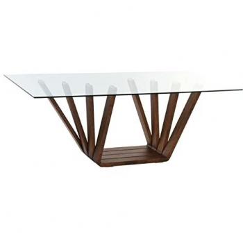Mesa de Comedor DKD Home Decor Cristal Marrón Transparente Nogal 200 x 100 x 75 cm