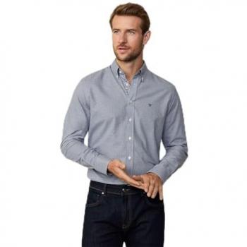 Camisa de hombre tailored fit de cuadros pata de gallo azul cepillado Hackett