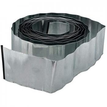 Bordura de Jardín Flexible de Metal Galvanizado 10m, Altura 16cm, Color Plata