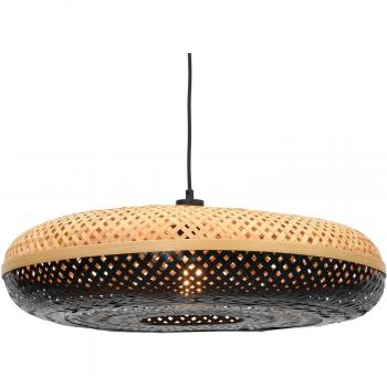 Lámpara colgante Palawan de Good & Mojo en bambú natural y negro, diámetro 60 cm