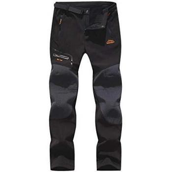 BenBoy Pantalones de Montaña Hombre Impermeables Invierno Calentar Pantalones Trekking Escalada Senderismo Softshell,KZ1672M-Black2-S