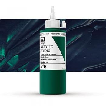 VALLEJO ACRYLIC STUDIO, PINTURA ACRÍLICA, 200ML, VERDE FTALOCIANINA, Nº 6