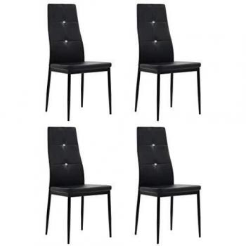 vidaXL 4X Sillas Comedor Cuero Artificial 43x43.5x96cm Negro Mobiliario Casa