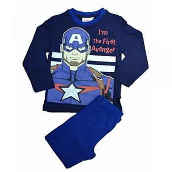 Pijama Largo Azul Capitán América para Niño de 4 Años